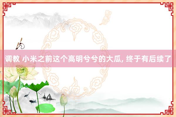 调教 小米之前这个高明兮兮的大瓜, 终于有后续了